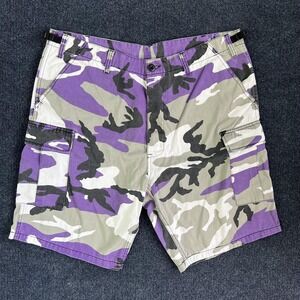 Vintage Rothco Cargo Shorts Mens Large Purple Camo BDU Adjustable Waist Military